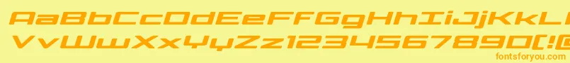 Phoenicialowercaseexpandital-Schriftart – Orangefarbene Schriften auf gelbem Hintergrund