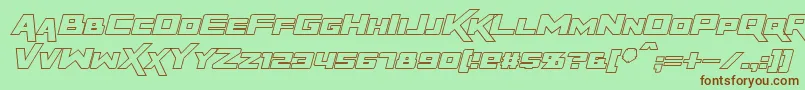 Czcionka RapierZeroOutlineItalic – brązowe czcionki na zielonym tle