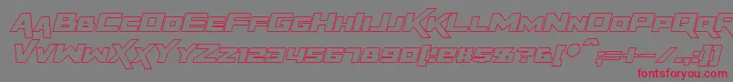 フォントRapierZeroOutlineItalic – 赤い文字の灰色の背景