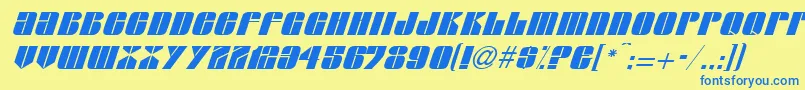 Fonte G761DecoItalic – fontes azuis em um fundo amarelo