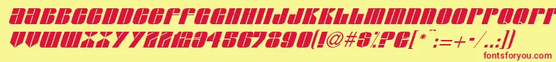 フォントG761DecoItalic – 赤い文字の黄色い背景