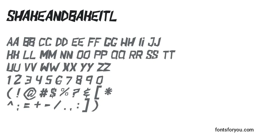 Schriftart ShakeandbakeItl – Alphabet, Zahlen, spezielle Symbole