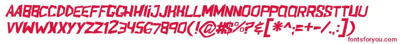 フォントShakeandbakeItl – 白い背景に赤い文字