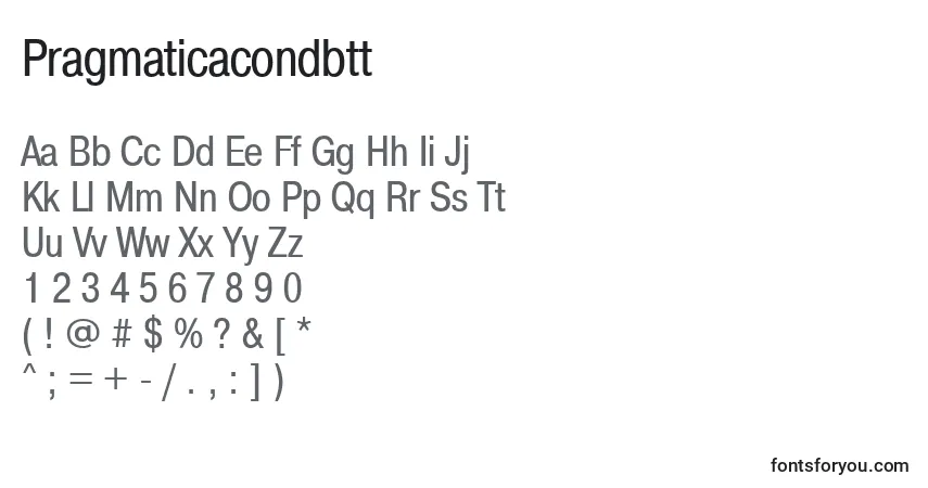 Czcionka Pragmaticacondbtt – alfabet, cyfry, specjalne znaki