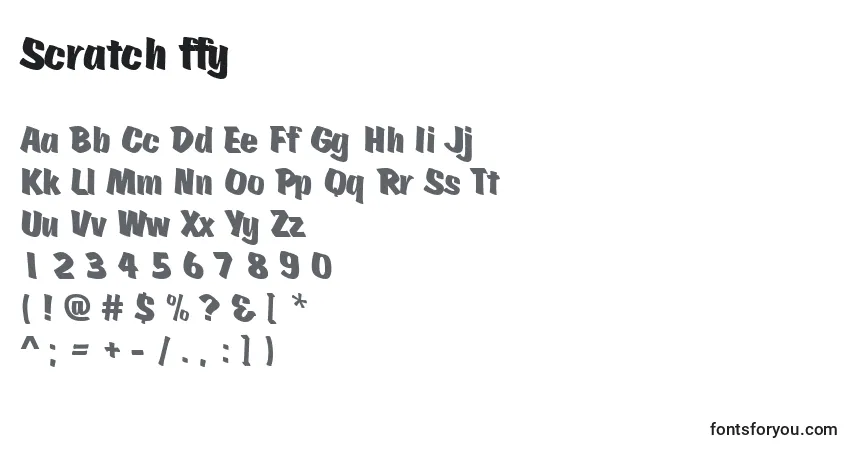 A fonte Scratch ffy – alfabeto, números, caracteres especiais