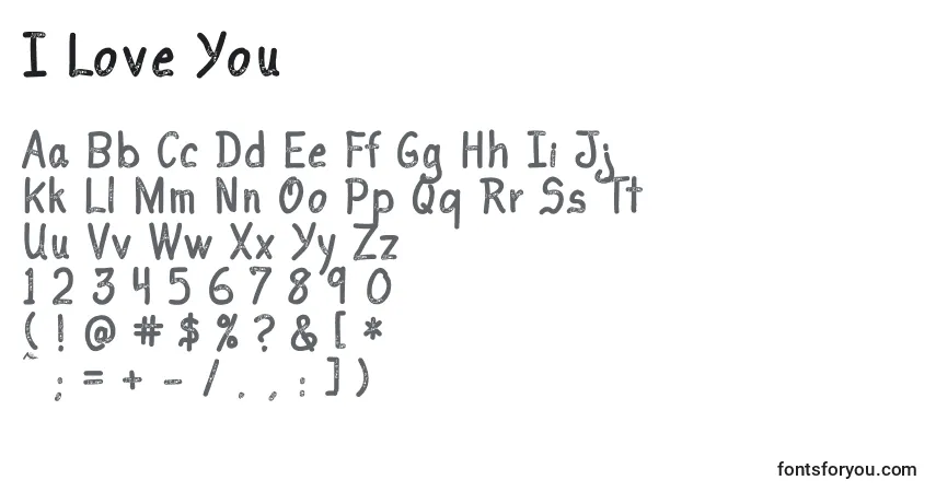 A fonte I Love You – alfabeto, números, caracteres especiais