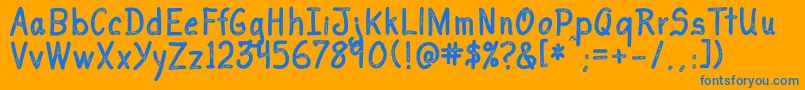 I Love You-Schriftart – Blaue Schriften auf orangefarbenem Hintergrund