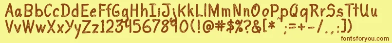 I Love You Font – Brown Fonts on Yellow Background