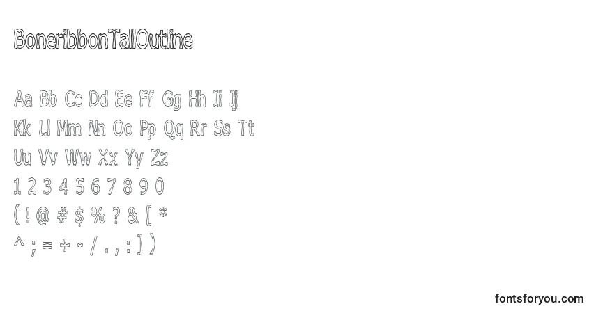 Шрифт BoneribbonTallOutline – алфавит, цифры, специальные символы