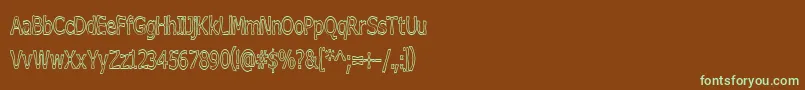 フォントBoneribbonTallOutline – 緑色の文字が茶色の背景にあります。