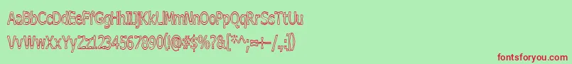 フォントBoneribbonTallOutline – 赤い文字の緑の背景