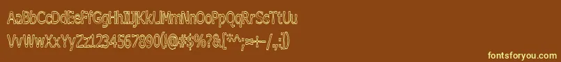 BoneribbonTallOutline-fontti – keltaiset fontit ruskealla taustalla