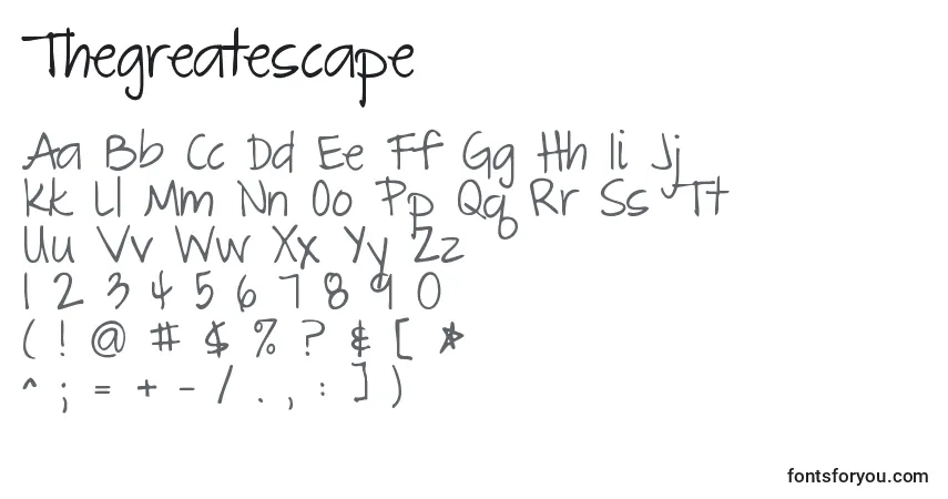 A fonte Thegreatescape – alfabeto, números, caracteres especiais