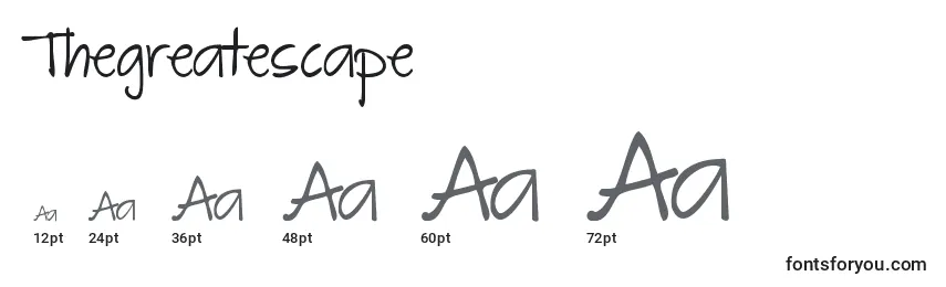 Размеры шрифта Thegreatescape