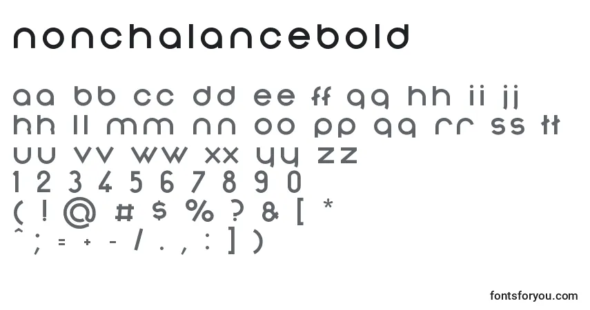 Schriftart NonchalanceBold – Alphabet, Zahlen, spezielle Symbole