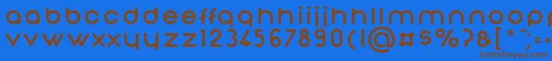 フォントNonchalanceBold – 茶色の文字が青い背景にあります。