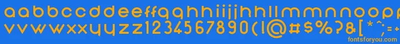 フォントNonchalanceBold – オレンジ色の文字が青い背景にあります。