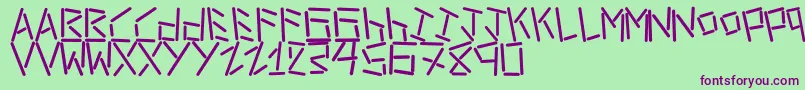 フォントLinerStencilBold – 緑の背景に紫のフォント