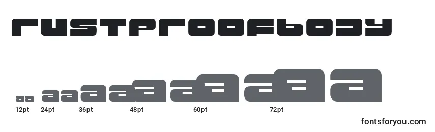 Размеры шрифта RustproofBody
