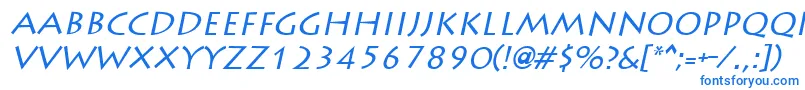 フォントLiddieItalic – 白い背景に青い文字