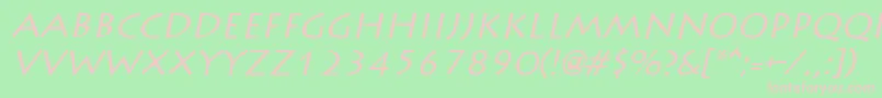 Fonte LiddieItalic – fontes rosa em um fundo verde