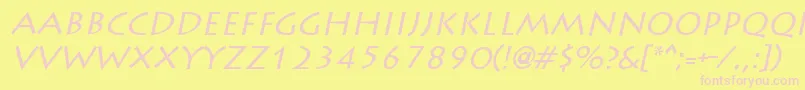 Fonte LiddieItalic – fontes rosa em um fundo amarelo
