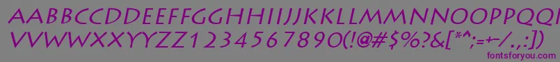 フォントLiddieItalic – 紫色のフォント、灰色の背景