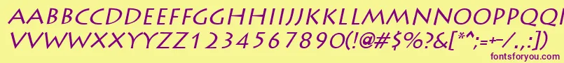 LiddieItalic Font – Purple Fonts on Yellow Background