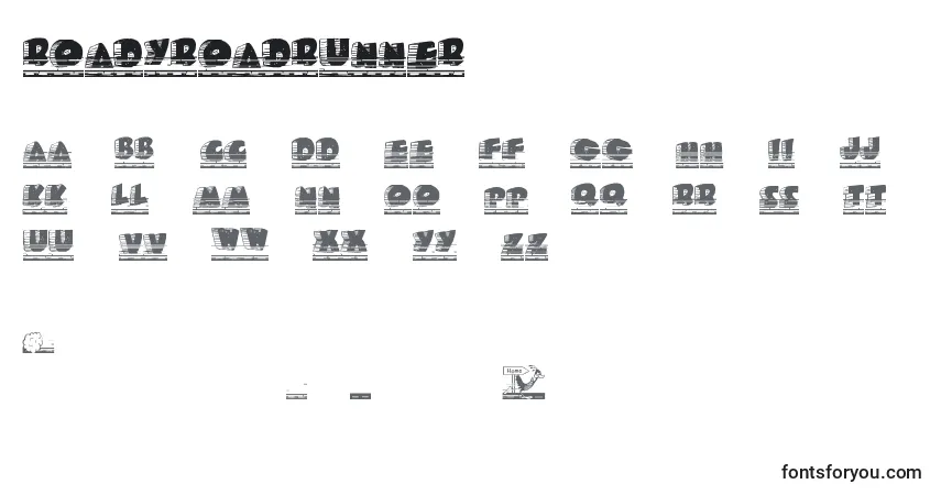 Schriftart RoadyRoadrunner – Alphabet, Zahlen, spezielle Symbole