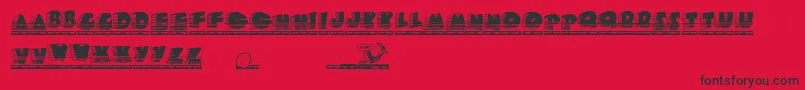 RoadyRoadrunner-fontti – mustat fontit punaisella taustalla