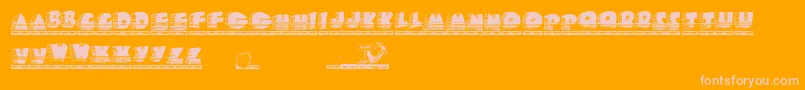 RoadyRoadrunner-Schriftart – Rosa Schriften auf orangefarbenem Hintergrund