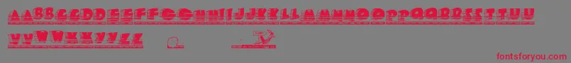 フォントRoadyRoadrunner – 赤い文字の灰色の背景
