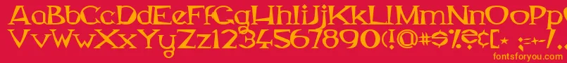 フォントMagyarSerif – 赤い背景にオレンジの文字