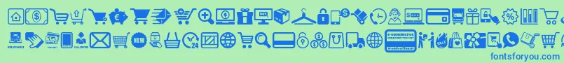 ECommerce Font – Blue Fonts on Green Background
