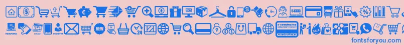 Więcej informacji o czcionce ECommerce Czcionka ECommerce – niebieskie czcionki na różowym tle