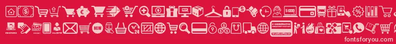 ECommerce-fontti – vaaleanpunaiset fontit punaisella taustalla