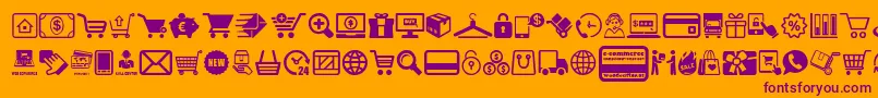 ECommerce-Schriftart – Violette Schriften auf orangefarbenem Hintergrund