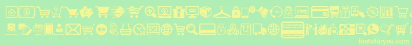 フォントECommerce – 黄色の文字が緑の背景にあります