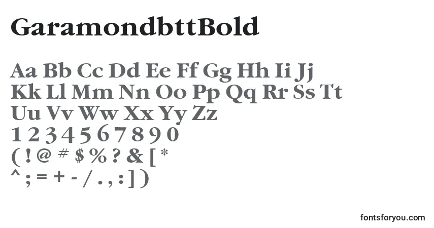 Czcionka GaramondbttBold – alfabet, cyfry, specjalne znaki