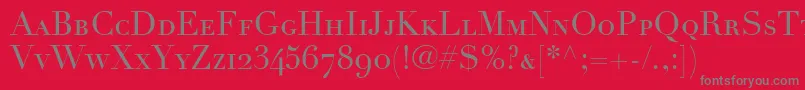 フォントLinotypeDidotRomanSmallCapsOldstyleFigures – 赤い背景に灰色の文字