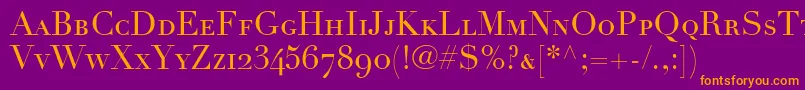 LinotypeDidotRomanSmallCapsOldstyleFigures Font – Orange Fonts on Purple Background