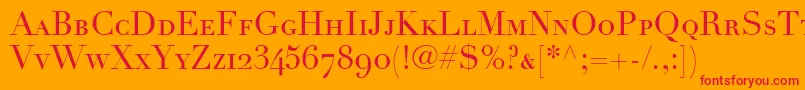 LinotypeDidotRomanSmallCapsOldstyleFigures Font – Red Fonts on Orange Background