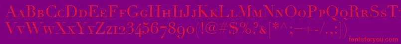 LinotypeDidotRomanSmallCapsOldstyleFigures Font – Red Fonts on Purple Background