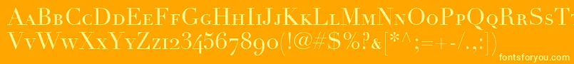 LinotypeDidotRomanSmallCapsOldstyleFigures Font – Yellow Fonts on Orange Background