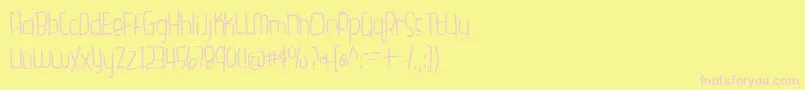 BmdGardenFreshTomatoes-fontti – vaaleanpunaiset fontit keltaisella taustalla
