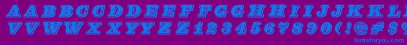 Pfcenturasinglecaps-Schriftart – Blaue Schriften auf violettem Hintergrund