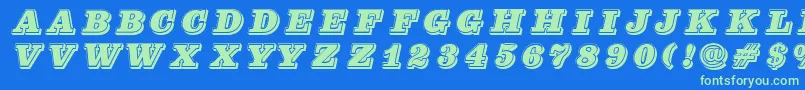 Pfcenturasinglecaps Font – Green Fonts on Blue Background