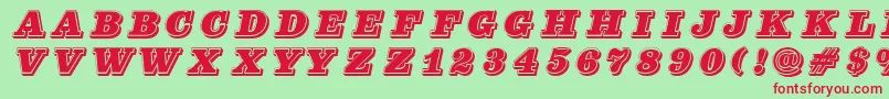 Pfcenturasinglecaps Font – Red Fonts on Green Background