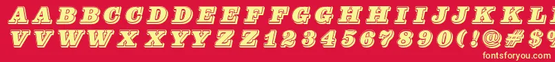 Pfcenturasinglecaps Font – Yellow Fonts on Red Background