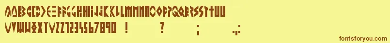 フォントAlteringthefuture – 茶色の文字が黄色の背景にあります。